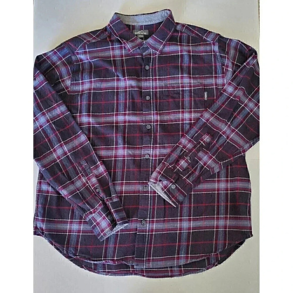 Men's‎ EDDIE BAUER Flannel Button-Down Shirt SZ XXL Red/Blue/Black/White Plaid - Picture 1 of 6